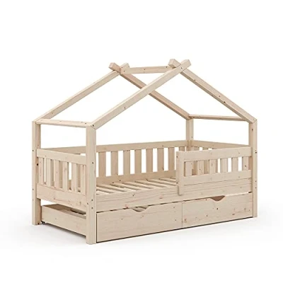 Image of VitaliSpa House bed Design, Natural wood, 80x160 cm with guest