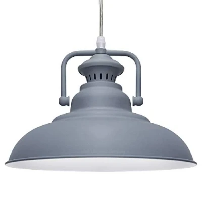Image of Industrial Vintage Pendant Light Shade Grey Metal Hanging Retro Ceiling Lamp M0113