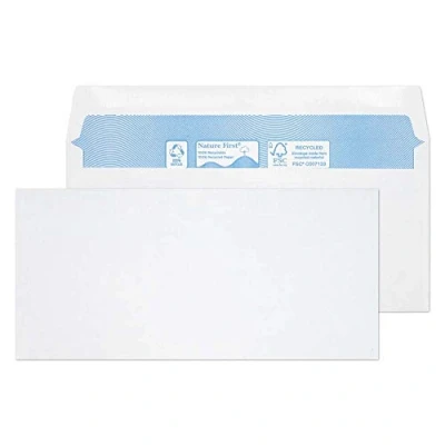 Image of Blake Purely Environmental 102 x 216 mm 80 gsm Nature First Recycled Gummed Wallet Envelopes (RN010) White Pack of 1000