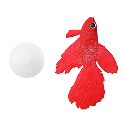 Image of Artificial Fishes Aquarium Decoration Plastic Swimming Gold Fish Betta Funny Silicone Small Lifelike Fake Tank Floating Ornament(Red Fish)