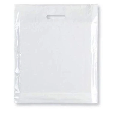 Image of Strong Carrier Bags 15 x 18 3&quot; Premium Quality Clear Plastic Heavy Duty Patch Handle for Fashion, Party, Boutique, Shopping Sabco (100)