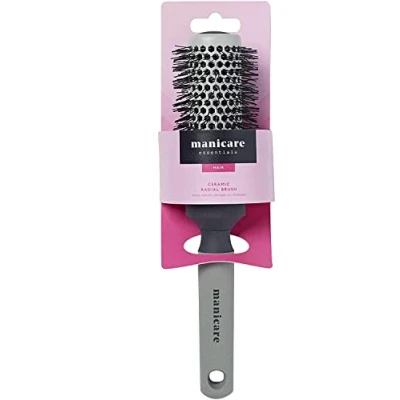 Image of Manicare Ceramic Radial Brush For Blow Drying, Suitable All Hair Lengths And Types, Anti Static Synthetic Bristles, Non Slip Handle, Smooths Hair, Hairdressing Salon Styling Grooming At Home