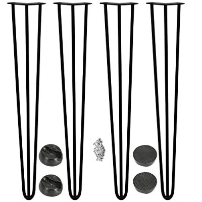 Image of Set of 4 Hairpin Legs Interchangeable Table &amp; Cupboard Frame with Floor Protectors and Screws Available in Height 10 cm 71