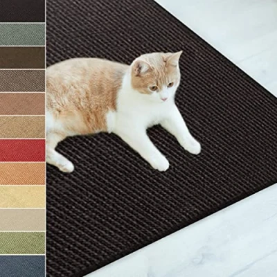 Image of Sisal Cat Scratching Mat, Large Scratch Mat (Black, 60 x 80 cm) Non Slip Claw Board Pad, Natural Carpet, Woven Furniture Protector