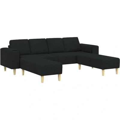 Image of vidaXL Sofa Set 3 pcs Black Fabric
