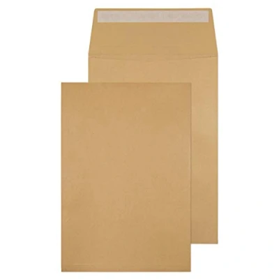 Image of Blake Purely Packaging C4 324 x 229 25 mm 130 gsm Gusset Pocket Peel &amp; Seal Envelopes (1991) Manilla Pack of 125