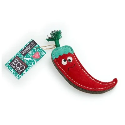 Image of Green &amp; Wilds Eco Friendly Natural Dog Toy Chad The Red Hot Chilli Pepper Suede Jute Sustainable Food Shaped Chew