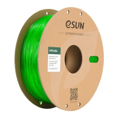Image of eSUN TPU 95A Filament 1.75mm, Flexible 3D Printer TPU, Dimensional Accuracy +/ 0.05mm, 1KG Spool (2.2 LBS) Printing for Printers, Transparent Green