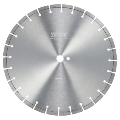Image of VEVOR Diamond Blade, 16inch/400mm Concrete Saw Blade Wet or Dry, 0.47inch/12mm Flat Teeth Segment Universal 1 inch/25.4 mm Center Hole Diameter, for Cement Board Tile Brick