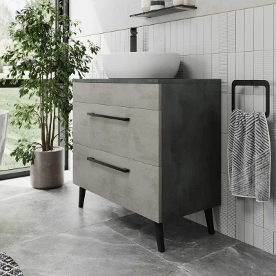 Image of Vitusso Idro Grey Freestanding Countertop Vanity Unit with St Tropez White Basin 800mm