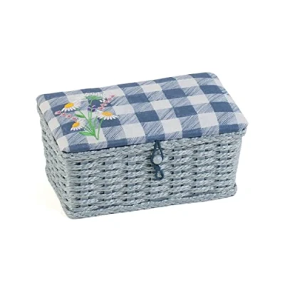 Image of Hobby Gift Small Sewing Craft Storage Box, Wicker Basket, Wild Floral Plaid