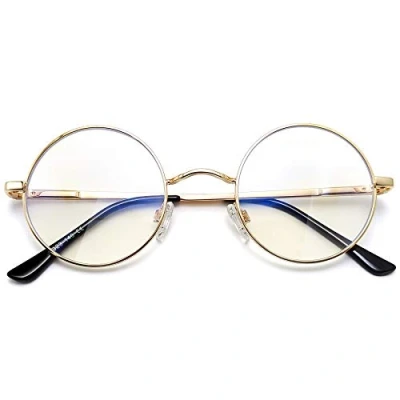 Image of Joopin Blue Light Blocking Computer Glasses with Spring Hinge, Retro Round Gaming/TV/Phone/Reading for Women Men (Shinny Gold)