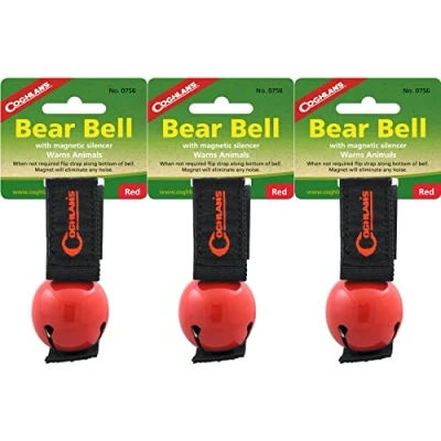 Image of Coghlan&#039;s Bear Bell Red w/Magnetic Silencer &amp; Loop Strap Warns Animals (2 Pack)