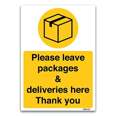 Image of Please leave all deliveries here Sign, A5 1mm Rigid Plastic, Postman, Couriers, Delivery Door notice