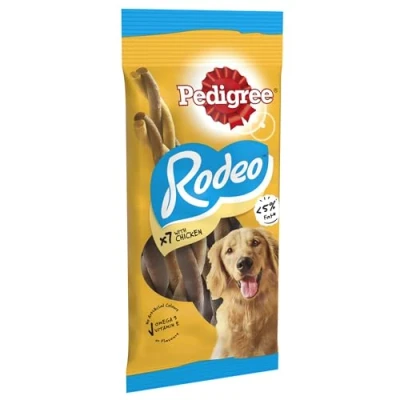 Image of Pedigree Rodeo 84 Sticks, Dog Treats with Chicken no artificial Colours or Flavours providing tasty Nutrients, Vitamins, Minerals and Omega 3, Pack of 1 (12 x 7)