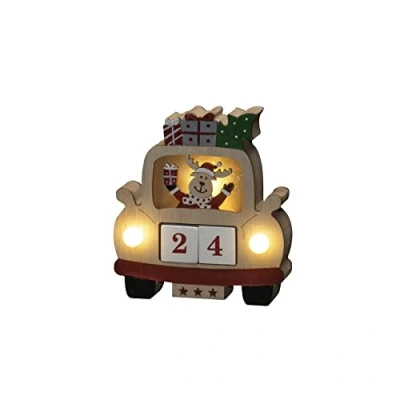 Image of Konstsmide Christmas Lights/LED Wooden Scene Battery Operated or USB, Wood, Natural