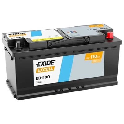 Image of 93168611 Starter battery EXIDE EXCELL EB1100 12V 110Ah 850A B13 Lead acid AUDI: A6 C6 Saloon, BMW: 6 Coupe, PORSCHE: Cayenne