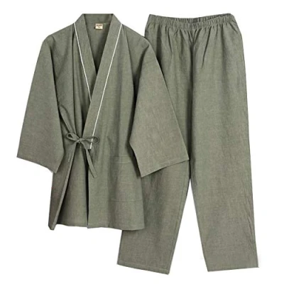 Image of thefancypumpkin Jinbei Men&#039;s Japanese Yukata Kimono, Light brown, L