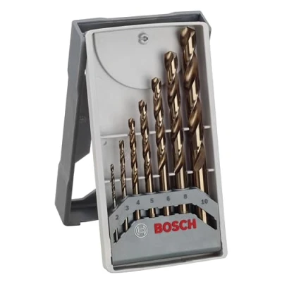 Image of Bosch 2 608 589 296 Metal Drill Bit Set for Mini X Line HSS Co, 135 2; 3; 4; 5; 6; 8; 10mm (Pack of 7)