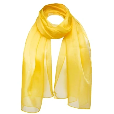 Image of Basic Sense Plain Chiffon Soft Sheer Scarf, Yellow
