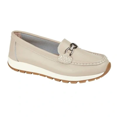 Image of Jo &amp; Joe Ladies Smooth Leather Comfort Wedge Loafer with Chain Trim Sizes 4 8 (Smoke, UK Footwear Size System, Adult, Women, Numeric, Medium, 6)