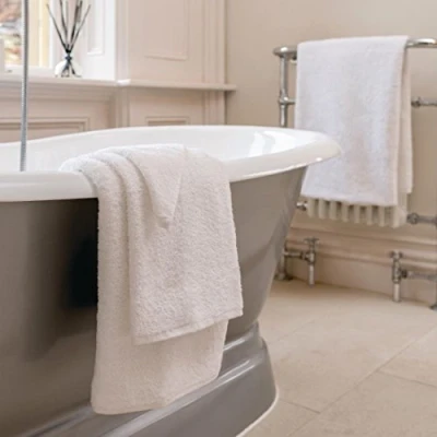 Image of Mitre Henley Bath Sheet in White Made of 100% Cotton Suitable for Embroidery 100 x 178cm