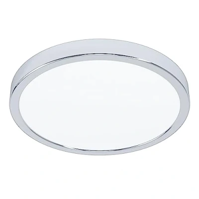 Image of Eglo LED Flush Ceiling Light Fueva 5, Ø 11 in, Round Bathroom Lighting Made of Chrome Coloured Metal and Plastic, Warm White lamp, IP44