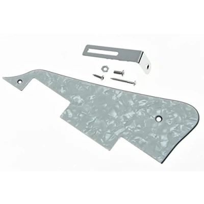 Image of KAISH White Pearl LP Guitar Pickguard with Chrome Bracket for Epiphone Les Paul