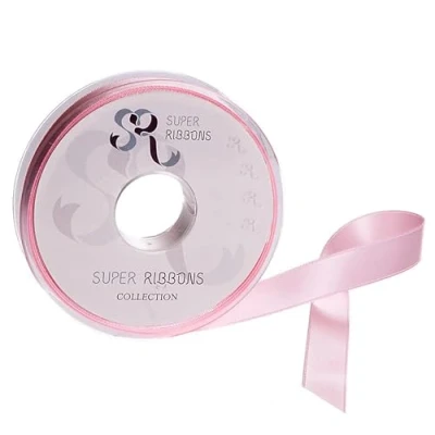 Image of SR SUPER RIBBONS®™ Full Reel 25mm Double Faced Satin Ribbon, 20 Metres on Baby Pink