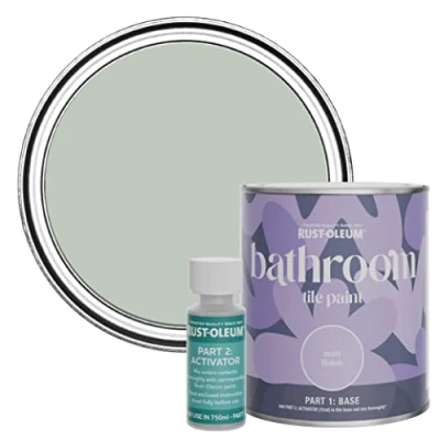 Image of Rust Oleum Green Water Resistant Bathroom Tile Paint in Matt Finish Chalk 750ml
