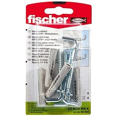 Image of fischer Universal Wall Plug UX 6 x 35 WH with Rim &amp; Angle Hook