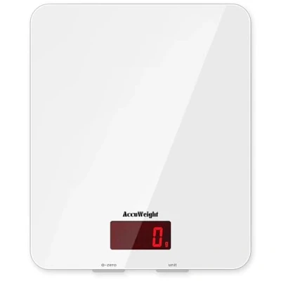 Image of ACCUWEIGHT 201 Digital Kitchen Scales Food Scale with Tempered Glass Platform Electronic Cooking Backlit LCD Display Multifunctional for Home Office Use, 5kg,11lb