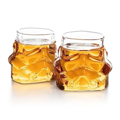Image of Thumbs Up Original Stormtrooper Helmet Shaped Whisky Glass Set of 2, Transparent, for Whiskey, Bourbon, Scotch &amp; Gin, 300ml Each, Perfect Whiskey Gift Men