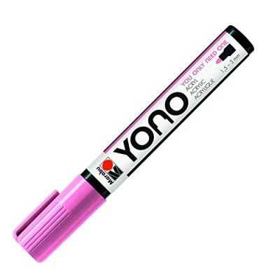 Image of Marabu Yono Marker Pen, Bullet Tip, (1.5 3mm), Rose Pink, (033), Single Works On Any Surface, Metal, Glass, Wood, Fabric, Stone, Plastic, Cardboard