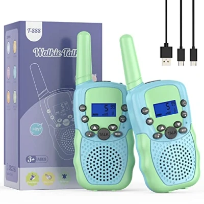Image of Bakoherp Walkie Talkies Rechargeable for 3 12 Years Boys Girls, 8 Channels 2 Way Radio Toy with LCD Backlit And LED Flashlight, 3KM Long Range Walky Talky Outdoor Adventures, Camping, Hiking