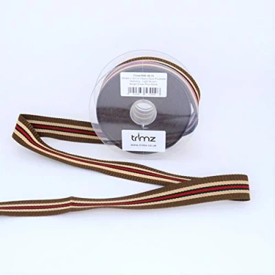 Image of Trimz Webbing, Polyester, Light Brown, Beige Green Red, 10m x 30mm