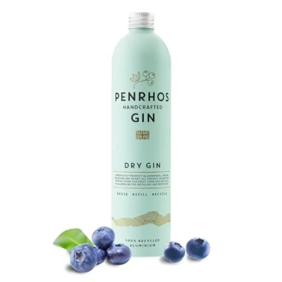 Image of Penrhos London Dry Gin, Reusable Aluminium Bottle Handcrafted Artisan Exceptional Taste, Smooth &amp; Rounded Finish Farm Fresh Ingredients Reuse, Refill, Recycle 700ml