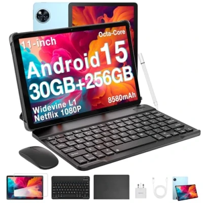 Image of DOOGEE U11 Pro 2025 Newest Tablet 11&#039;&#039; Android 15 30GB+256GB/2TB Octa Core, 90Hz Display, 8580mAh, Netflix 1080P Tablets, Widevine L1, BT5.0+5G WiFi, with Pen, Keyboard, Mouse&amp;Case Blue