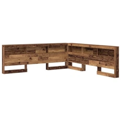 Image of vidaXL Storage Headboard with Shelf Old wood 200 cm Engineered