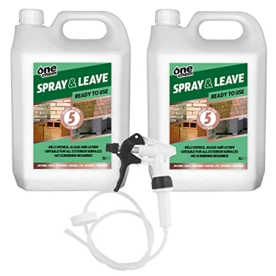 Image of One Chem 2 x 5 Litre Ready To Use Spray and Leave with added Long Hose Trigger Fencing Patio Decking Driveway Green Algae Mould Killer
