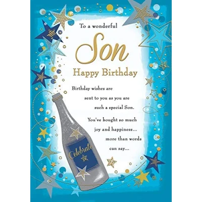 Image of Piccadilly Greetings Birthday Card Son 10 x 7 inches