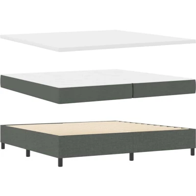 Image of Box Spring Bed with Mattress &amp; Bench Dark Grey 200x200 cm Fabric vidaXL