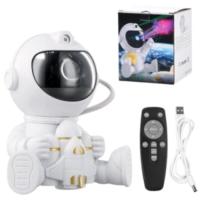 Image of Bezavea Astronaut Galaxy Projector Starry Night Light Projector, 360Adjustable Star with Remote Control, Nebula Ceiling Projection Lamp, Lamp (B)