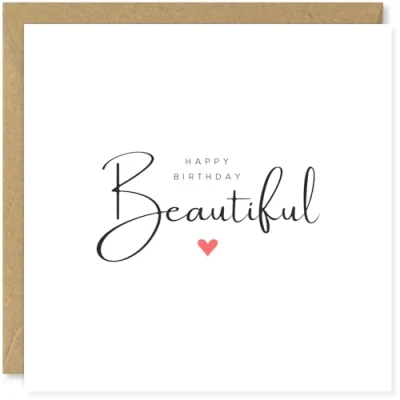 Image of Beau Willows Happy Birthday Beautiful Cute Love Card for Girlfriend or Wife