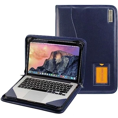 Image of Broonel Contour Series Blue Heavy Duty Leather Protective Case Compatible With LG gram 14&quot; laptop ultra lightweight 14Z90R
