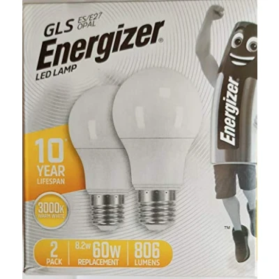 Image of 4 x Energizer LED LAMP GLS ES/E27 Opal Bulbs Warm White 3000K 8.2W Replace 60W 806 Lumens
