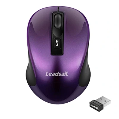 Image of LeadsaiL Wireless Mouse, 1600DPI 2.4GHz with USB Receiver, 4 Buttons, Quiet Click and Scroll, 15 Months Battery Life, Compatible Multiple Devices Blue