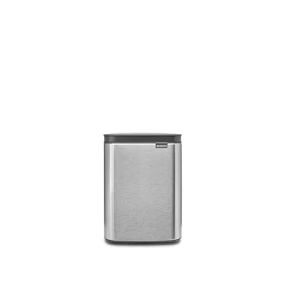 Image of Brabantia Bo Waste Bin 4L Small &amp; Stylish Rubbish Easy Open and Soft Closing Lid Hygienic Space Efficient Wall Mountable for Bathroom, Toilet, Bedroom Matt Steel FPP