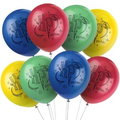 Image of Unique 23585 Harry Potter Latex Balloons 30 cm Party Pack of 8, Multicolour, 12&quot;