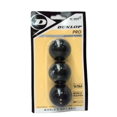 Image of Dunlop Squash Balls Pro Double Yellow, 3 Ball Blister Pack, Official Tournament